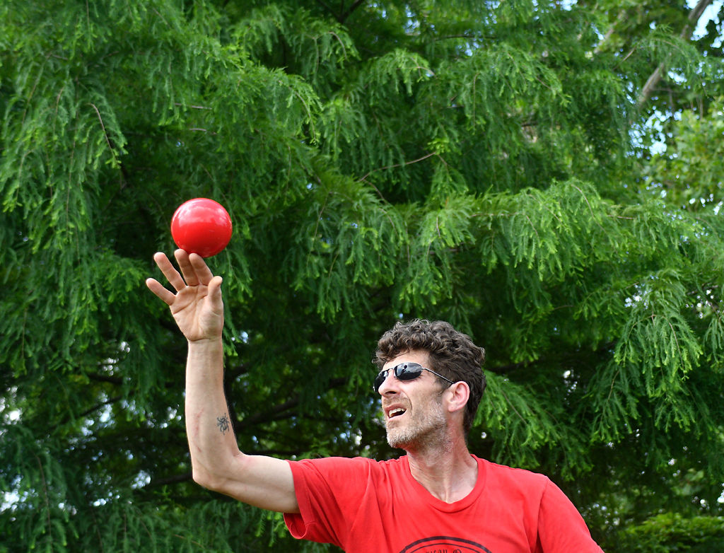 Patrick Finney does a motion juggling routine